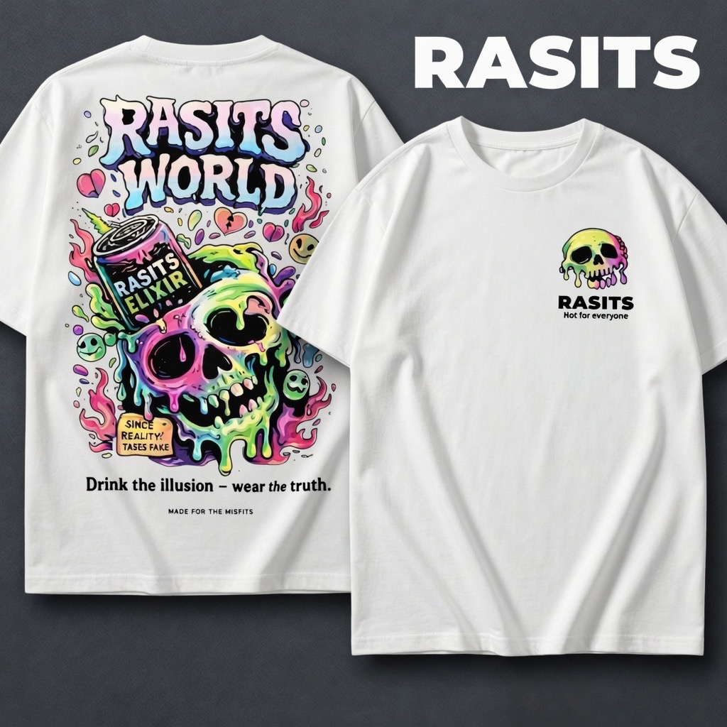 RASITS WORLD | "The Elixir" – Heavyweight Psychedelic Drop shoulder T-shirt💀 2