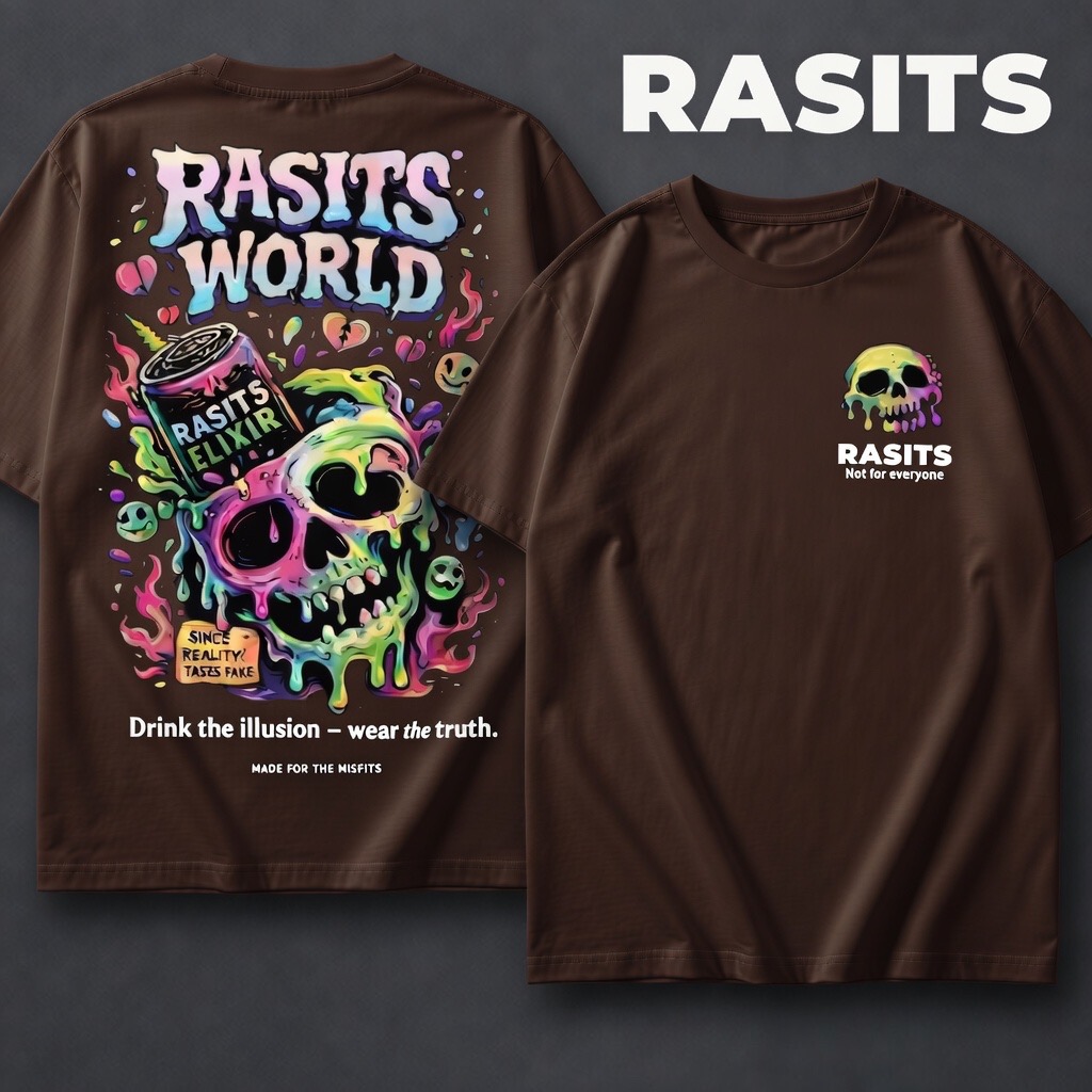 RASITS WORLD | "The Elixir" – Heavyweight Psychedelic Drop shoulder T-shirt💀 3