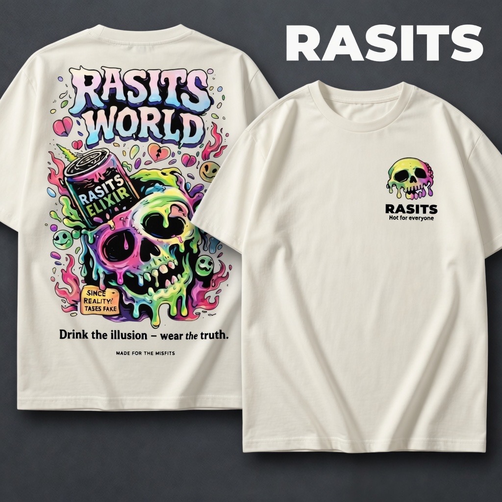 RASITS WORLD | "The Elixir" – Heavyweight Psychedelic Drop shoulder T-shirt💀 4