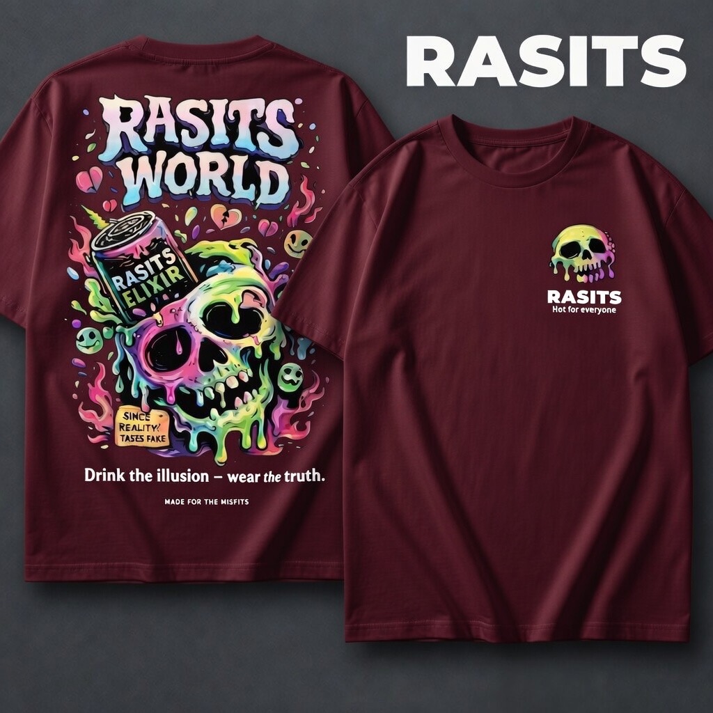 RASITS WORLD | "The Elixir" – Heavyweight Psychedelic Drop shoulder T-shirt💀 5
