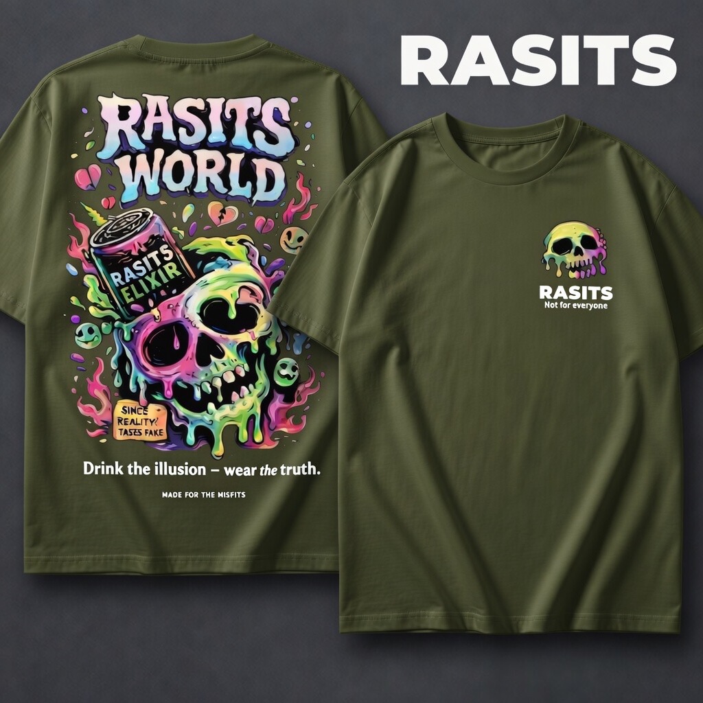 RASITS WORLD | "The Elixir" – Heavyweight Psychedelic Drop shoulder T-shirt💀 6
