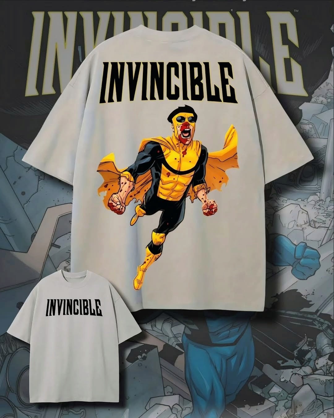 Invincible Collection – 180+ GSM Drop Shoulder Graphic Tees 3