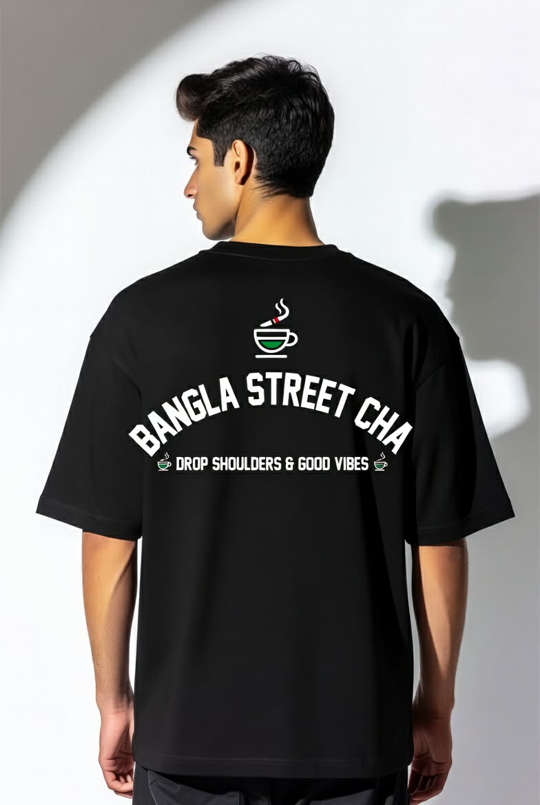 Bangla Street Cha Collection – 180+ GSM Drop Shoulder Graphic Tees for Men 2