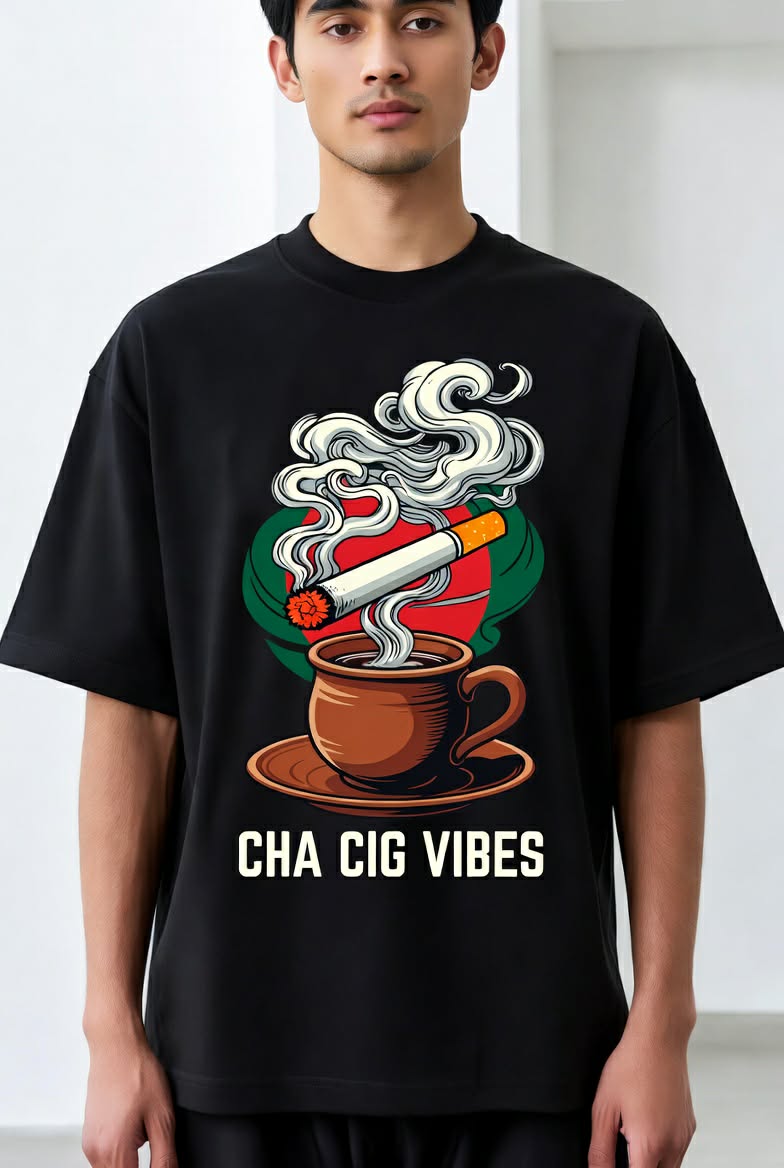 Bangla Street Cha Collection – 180+ GSM Drop Shoulder Graphic Tees for Men 3