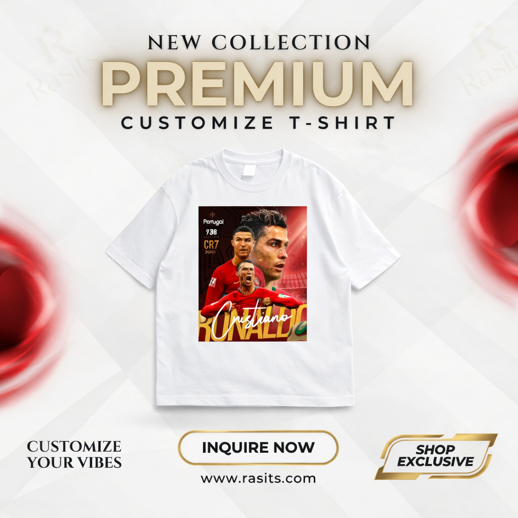 Premium Cristiano Ronaldo Tribute Collection – 180+ GSM Customizable T-Shirts 2