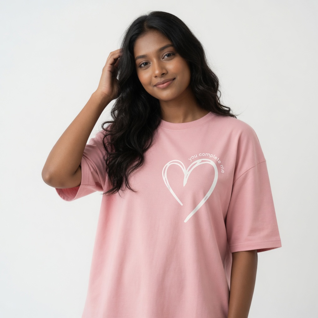 Half Heart Couple Combo – 180+ GSM Oversized Matching Tees 2