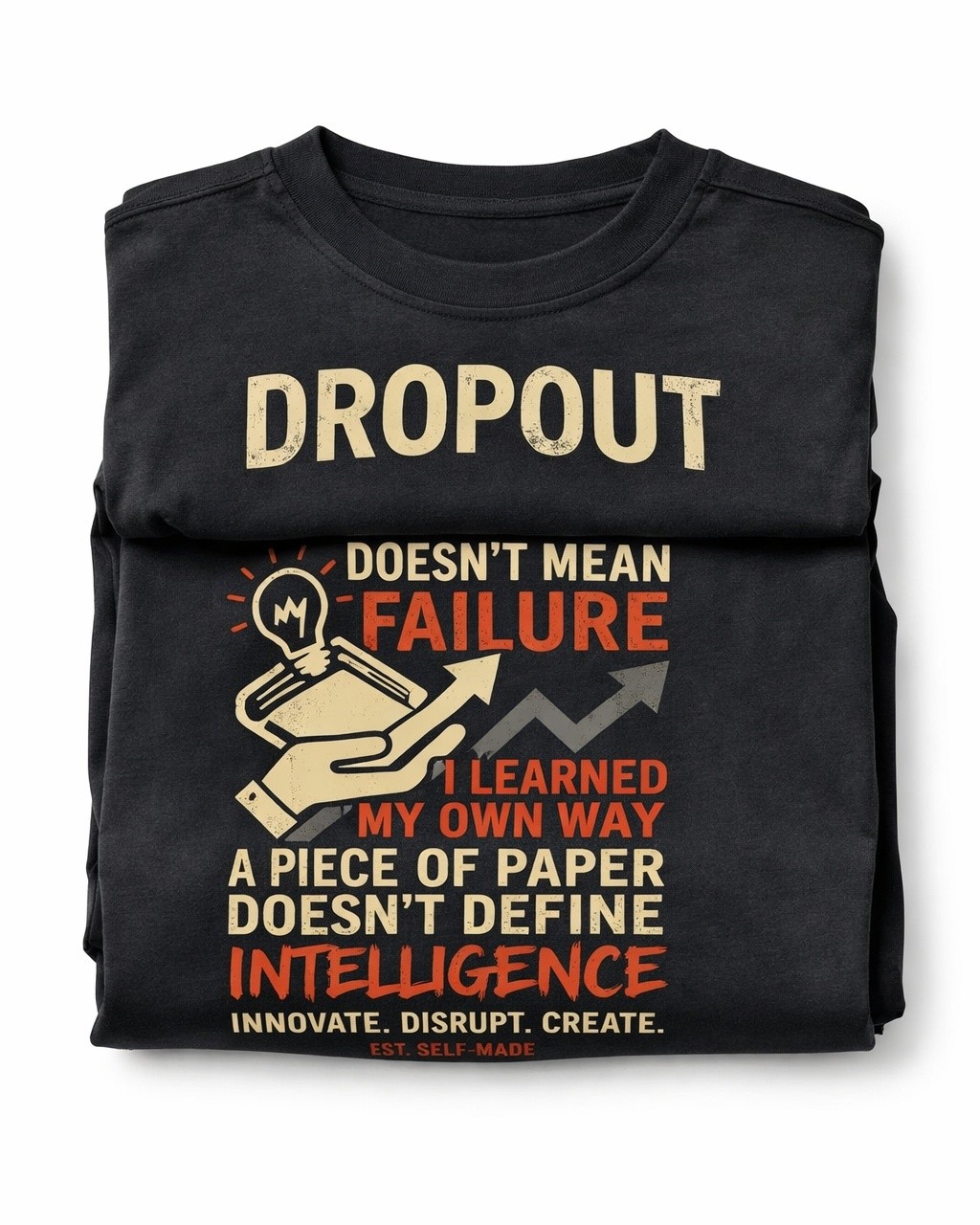 Title:  "Dropout Genius Tee – 180+ GSM" – Redefine Success 2