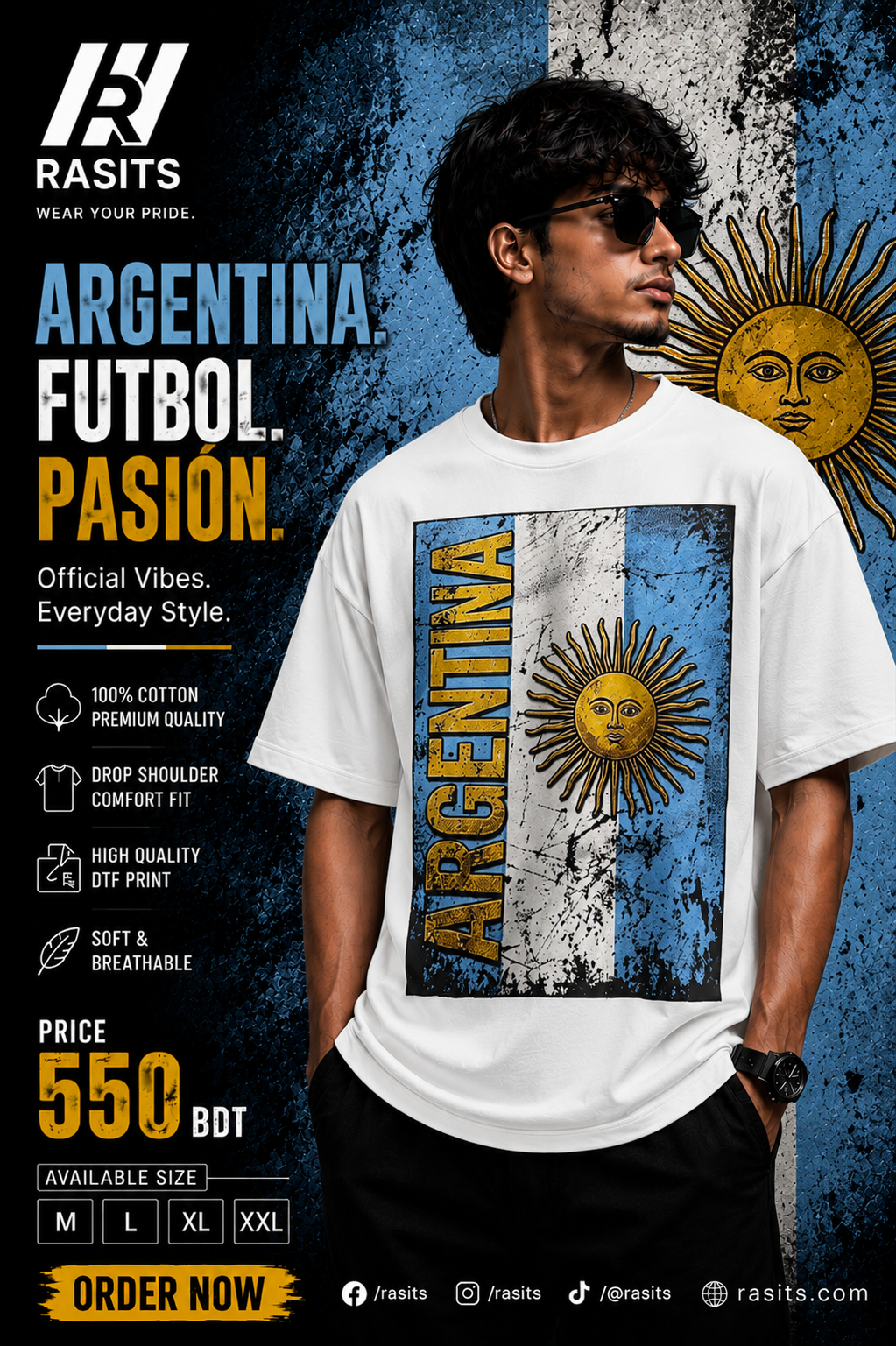"Football Nations Collage Tee – 220 GSM Interlock" – Wear Your Pride in Comfort 3