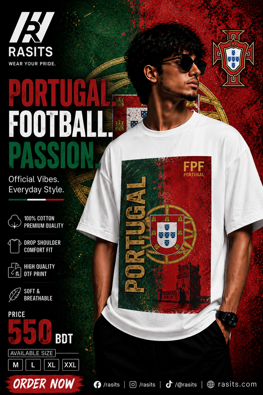 "Football Nations Collage Tee – 220 GSM Interlock" – Wear Your Pride in Comfort 4