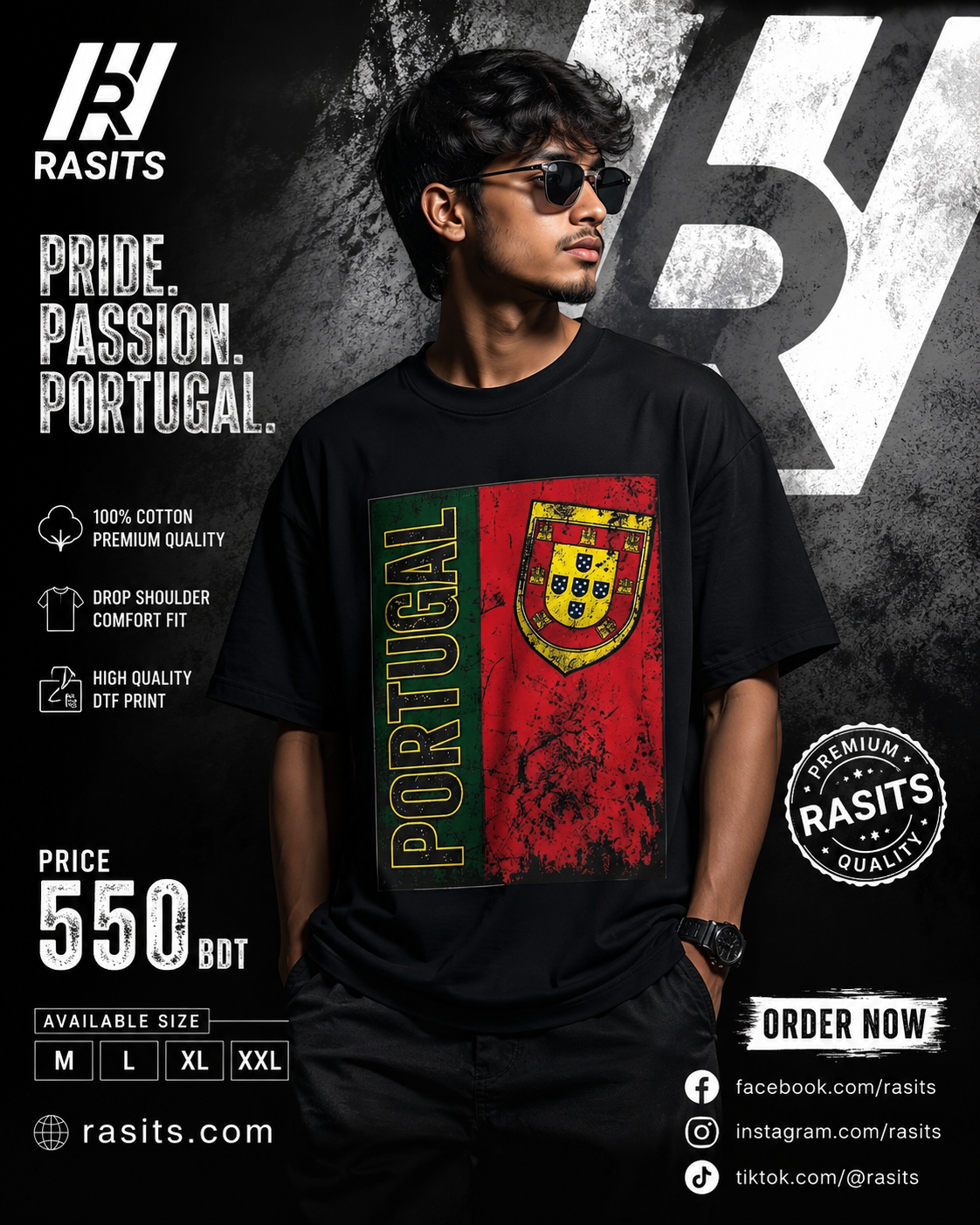 "Football Nations Collage Tee – 220 GSM Interlock" – Wear Your Pride in Comfort 5