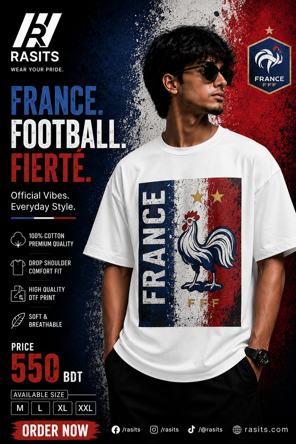 "Football Nations Collage Tee – 220 GSM Interlock" – Wear Your Pride in Comfort 7