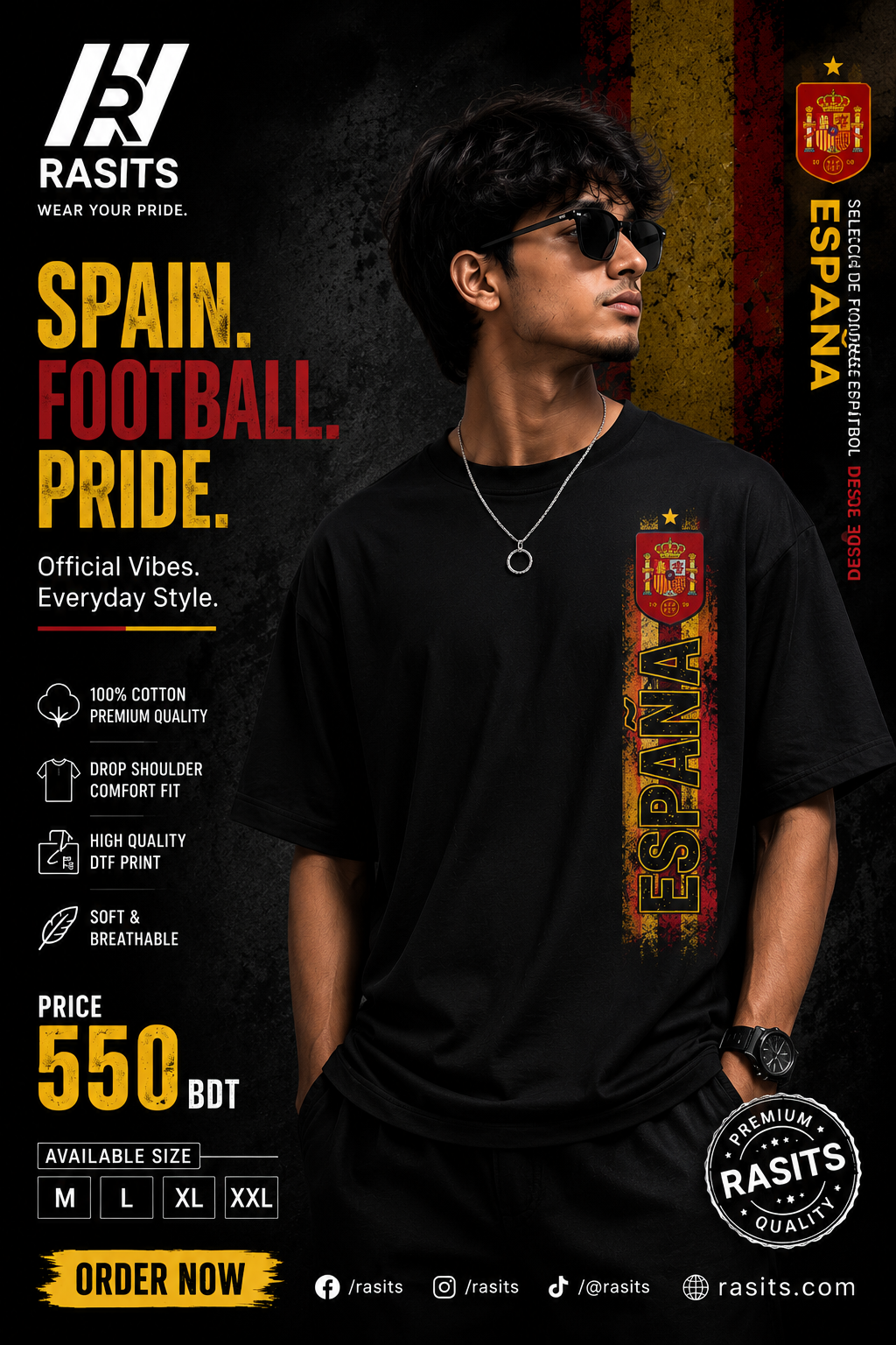 "Football Nations Collage Tee – 220 GSM Interlock" – Wear Your Pride in Comfort 8